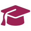 Icon eines Graduations Hut in Bordeaux - steht für Abschluss
